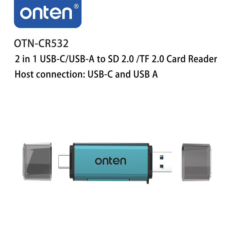 USB 2 in 1 SD2.0 /TF2.0 Card Reader - onten